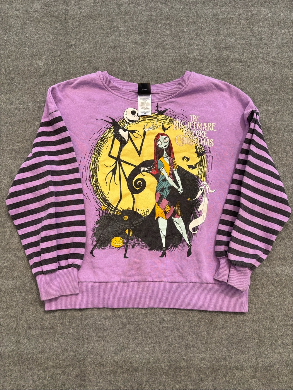 The Nightmare Before Christmas purple striped crewneck sweatshirt Large 10/12